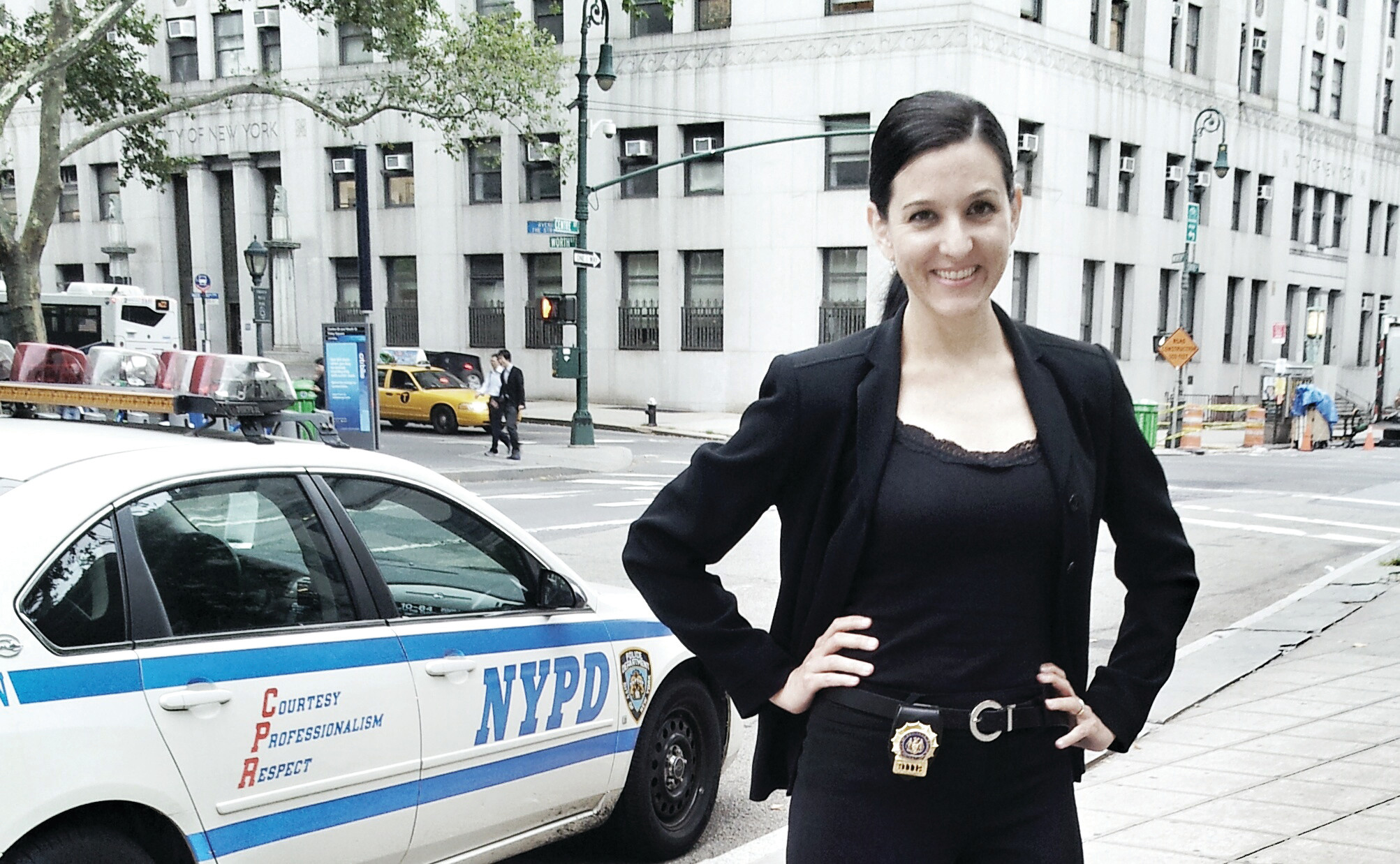 Kelly P. Williams poses for a quick picture while on set for the CBS television crime drama series “Blue Bloods.”