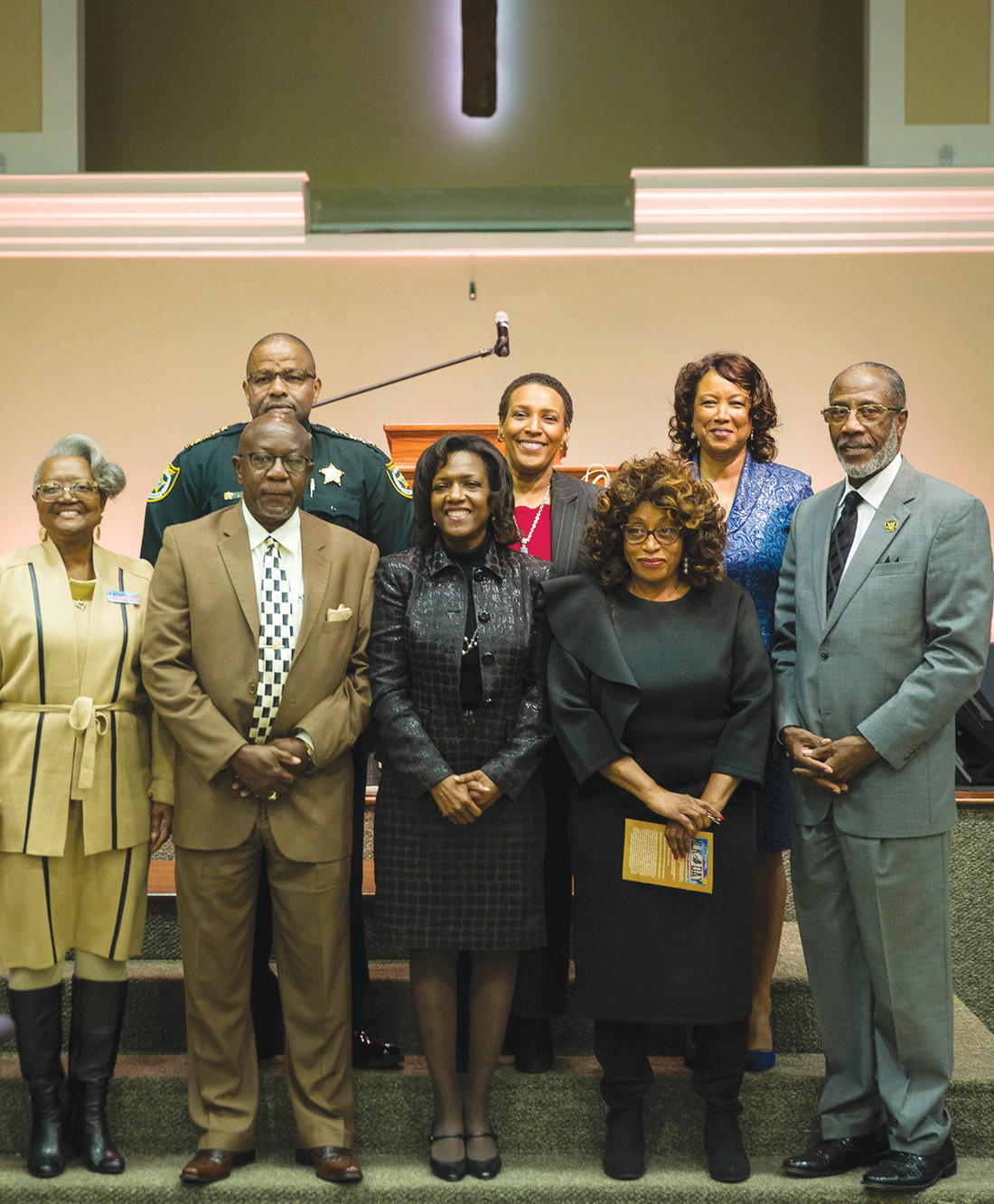 Former and current African American political candidates from Clay County posed for a photo after the annual MLK Breakfast honoree Chris Chambless, Clay County Supervisor of Elections, read their names. The group included former U.S. Rep Corrine Brown, a convicted felon who is under orders to begin her five year prison sentence later this month.