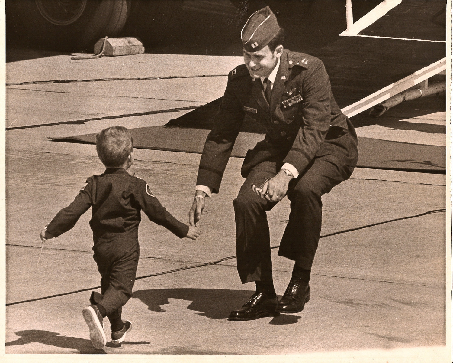 Submitted photo
William Byrns is seen being greeted by his son Scott in 1973 upon Byrns' return to his family after being held prisoner for about a year by the North Vietnamese Army.