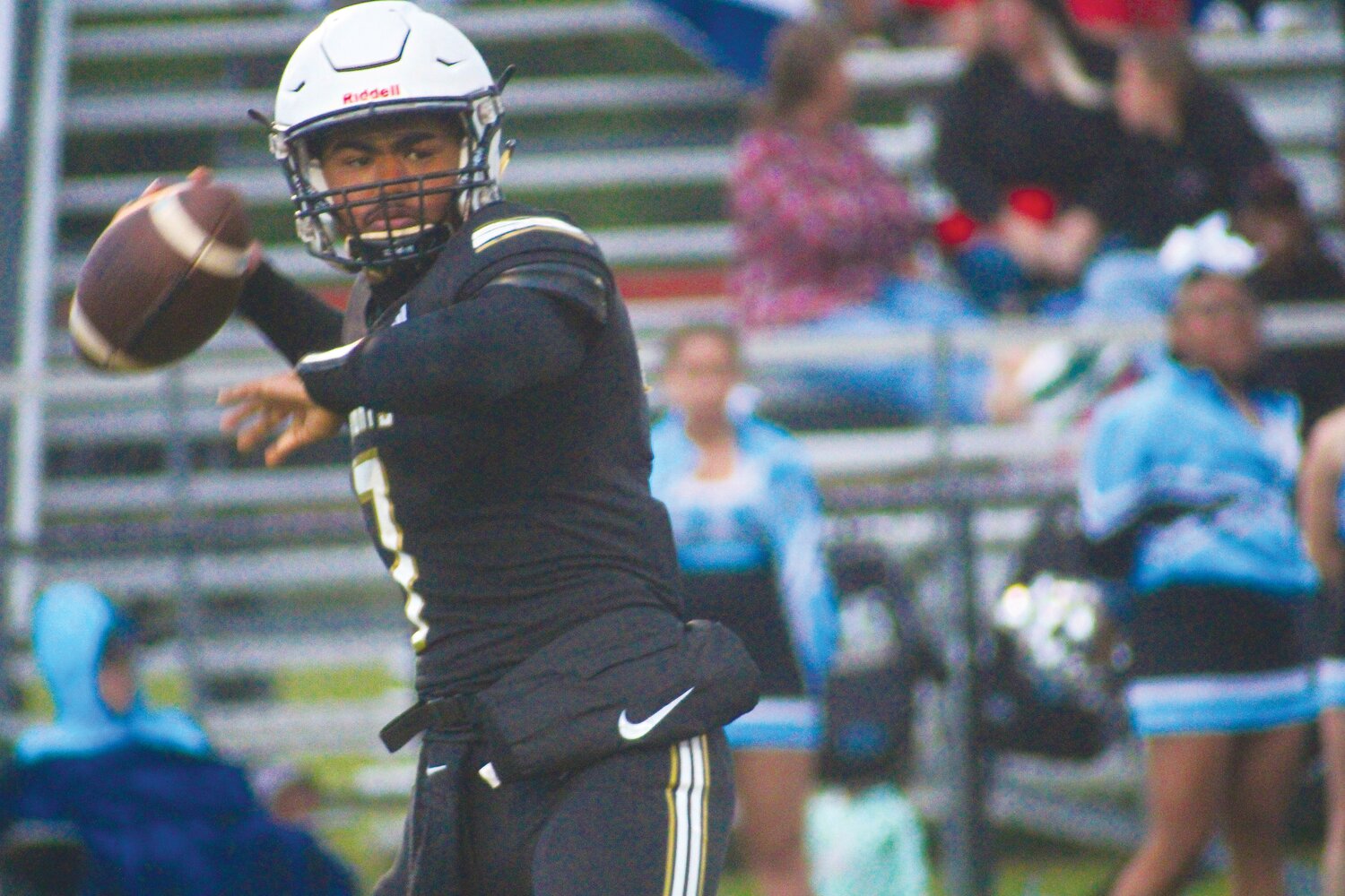 Oakleaf High senior Brandon Wallace, Jr., is getting his shot in the big games as he opens as the probable starter for the Knights under first year coach Chris Foy. Wallace is smart, agile and a quiet tactician that can use the weapons around him to get downfield.