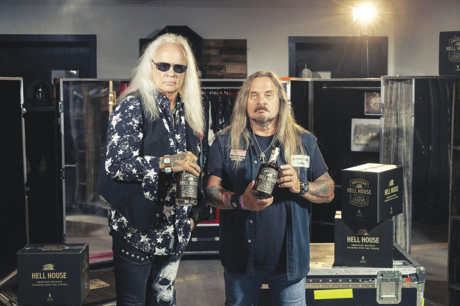 Lynyrd Skynyrd guitarists Rickey Medlocke (l) and frontman Johnny Van Zant will be at Whitey’s Fish Camp on Wednesday, Oct. 4, to introduce their new Hell House Whiskey. They will be autographing bottles of the hooch named after the famous Green Cove Springs shack, where many of the band’s iconic songs were written 50 years ago. The event is from 6 p.m. to 9 p.m. Due to the expected large turnout, they won’t be able to sign any other merchandise.